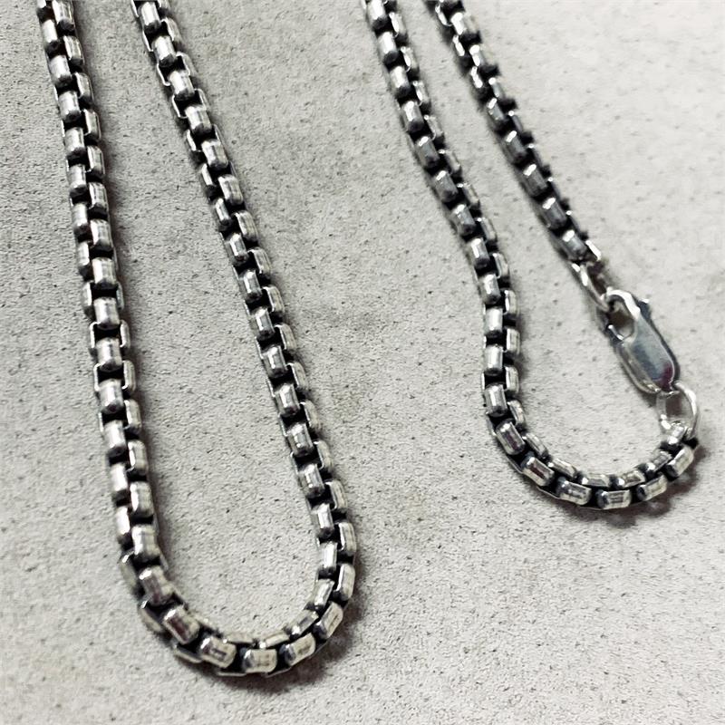 mens silver box link chain